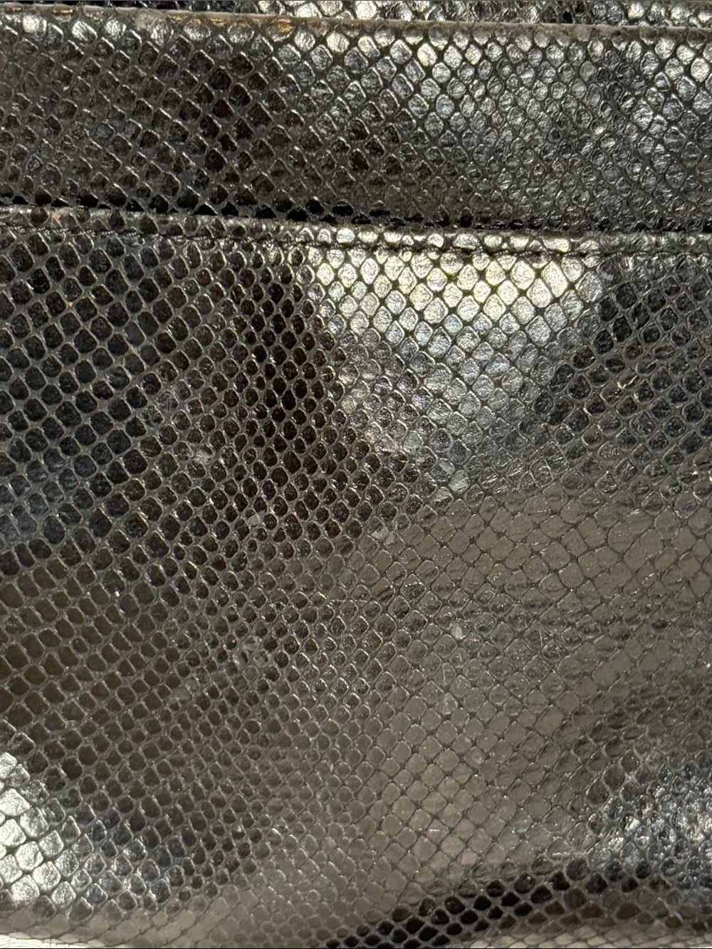 Brighton Black Snake Skin Embossed Leather Shoulder Bag